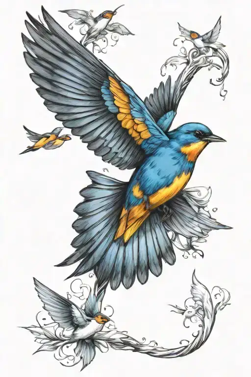 swallow bird flying tattoo design idea