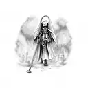 grim reaper walking through graveyard tattoo design idea