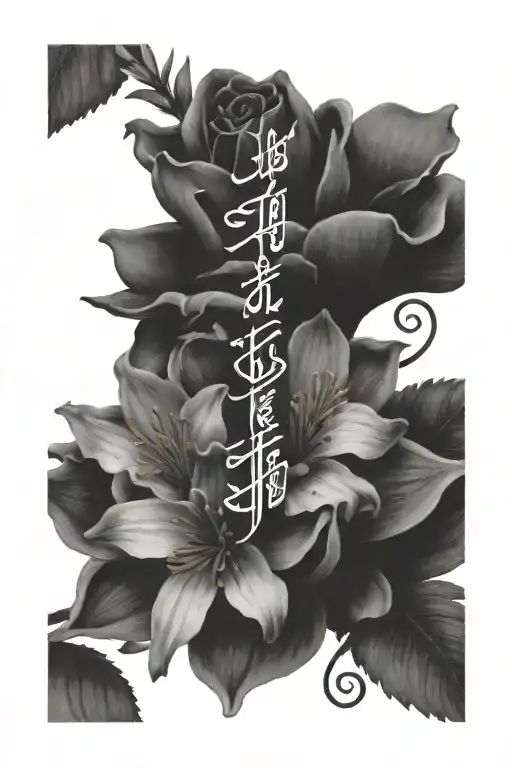 spine tattoo with the words "let your faith be stronger than your fear" in arabic with aster flowers by the words tattoo design idea