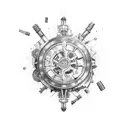 Combine intricate gears and cogs with the phrase 'LHD' in a steampunk-inspired design tattoo design idea