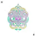 ourboros snake with a lotus flower in the center tattoo design idea