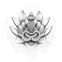 ourboros snake with a lotus flower in the center tattoo design idea