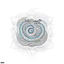 ourboros snake with a lotus flower in the center tattoo design idea