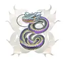 ourboros snake with a lotus flower in the center tattoo design idea