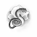 ourboros snake with a lotus flower in the center tattoo design idea