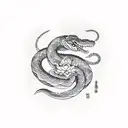 ourboros snake with a lotus flower in the center tattoo design idea