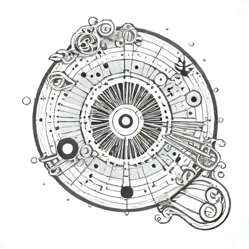 the circle of fifths with a marimba wrapped around it. tattoo design idea