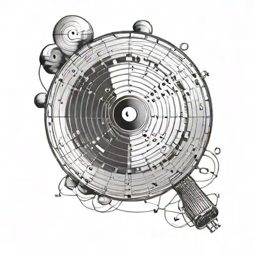 the accurate circle of fifths  with a marimba wrapped around its edges tattoo design idea