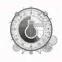 the accurate circle of fifths  with a marimba wrapped around its edges tattoo design idea