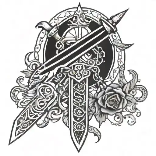 dagger,chain tattoo design idea
