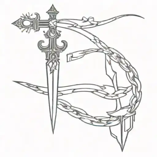 broken chain,dagger tattoo design idea