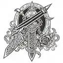 dagger,chain tattoo design idea