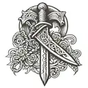 dagger,chain tattoo design idea