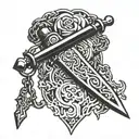 dagger,chain tattoo design idea