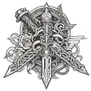 dagger,chain tattoo design idea