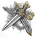 broken chain,dagger tattoo design idea