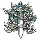 broken chain,dagger tattoo design idea