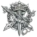 broken chain,dagger tattoo design idea