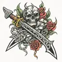 broken chain,dagger tattoo design idea