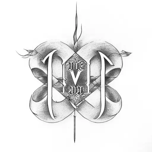 the words "von vier" in an mid cursive tattoo design idea