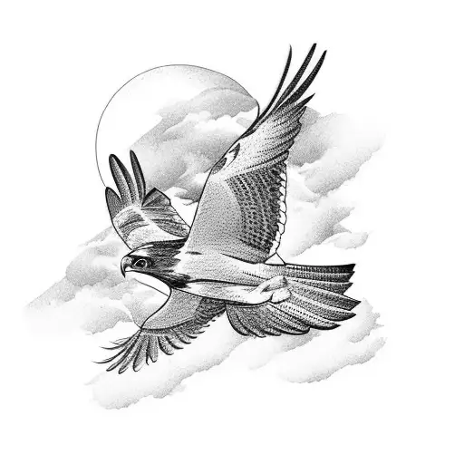 A majestic hawk soaring through the sky tattoo design idea