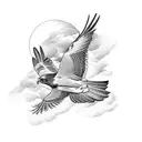 A majestic hawk soaring through the sky tattoo design idea