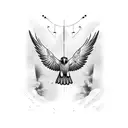 A majestic hawk soaring through the sky tattoo design idea
