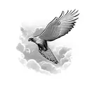 A majestic hawk soaring through the sky tattoo design idea