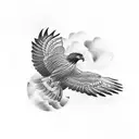 A majestic hawk soaring through the sky tattoo design idea