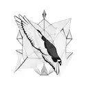 hawk in flight with geometric patterns tattoo design idea