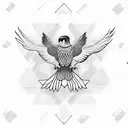 hawk in flight with geometric patterns tattoo design idea