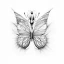 Create a surrealistic scene of pantyhose transforming into butterflies tattoo design idea