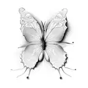 Create a surrealistic scene of pantyhose transforming into butterflies tattoo design idea