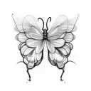 Create a surrealistic scene of pantyhose transforming into butterflies tattoo design idea