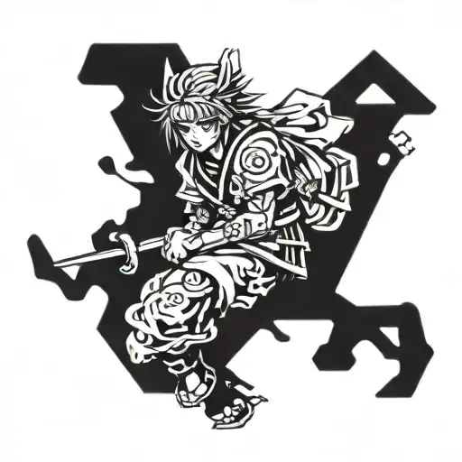 Combine elements from your favorite video game with a traditional Japanese anime character tattoo design idea