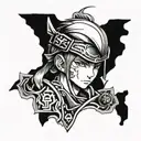 Combine elements from your favorite video game with a traditional Japanese anime character tattoo design idea