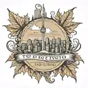 Toronto skyline inside maple leaf tattoo design idea