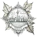 Toronto skyline inside maple leaf tattoo design idea