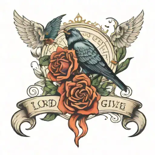 The lord gives and the lord takes away blessed be the name of the lord tattoo design idea