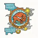 Illinois sign with bulls that says Chicago   tattoo design idea