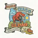 Illinois sign with bulls that says Chicago   tattoo design idea