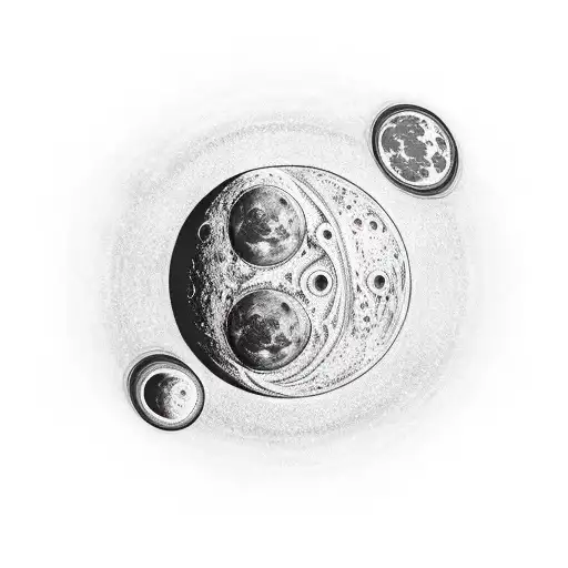 endless pinnacles the moon,the sun ,the ego,alter ego,life, death, yin,yang,god,superconcious and planets tattoo design idea