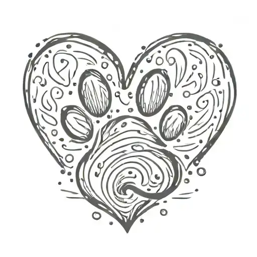 a heart with a paw print tattoo design idea