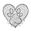 a heart with a paw print tattoo design idea