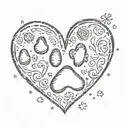 a heart with a paw print tattoo design idea