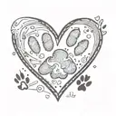 a heart with a paw print tattoo design idea