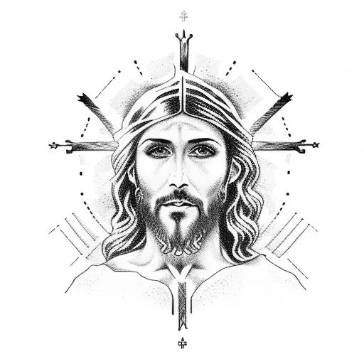 Jesus Nailed on Cross sleeve tattoo design idea