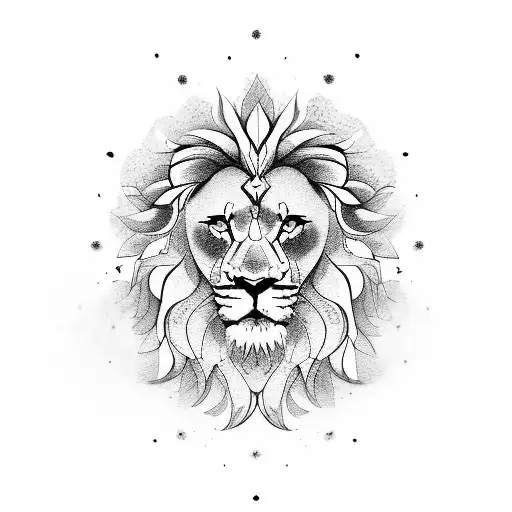 Lion with Flowers and Mandala tattoo design idea