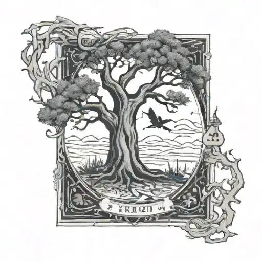 whomping willow, hermit tarot card tattoo design idea