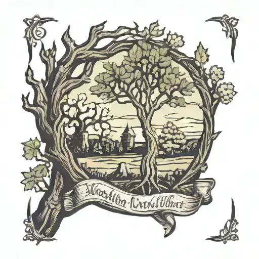 whomping willow, hermit tarot card  tattoo design idea